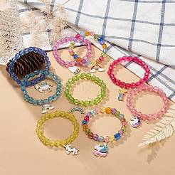 9 stücke 9 stil acryl runde perlen stretch-armbänder set&nbsp;BJEW-JB08898
