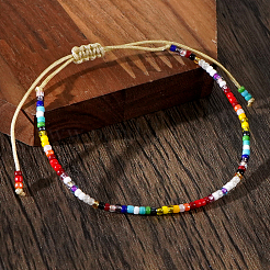 Braccialetti intrecciati regolabili con perline di vetro arcobaleno per donna&nbsp;CA5956