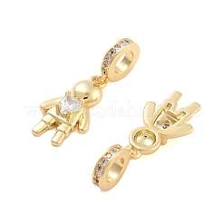 Europäische Anhänger mit klarem Zirkonia in Pavé-Fassung aus Messing&nbsp;KK-U009-08A-G