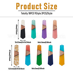 18pcs 9 estilos colgantes de resina y madera de nogal&nbsp;RESI-BT0001-25