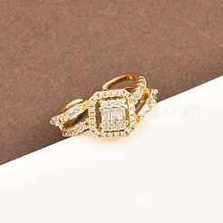 Anelli per polsini da donna in ottone con micro pavé di zirconi cubici&nbsp;RJEW-Z113-51G