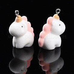 Pendenti in resina flocky anima con passante in ferro platino&nbsp;FIND-S001-13A