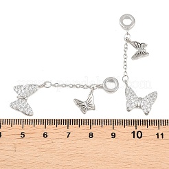 Doppel-Schmetterlingsanhänger im europäischen Stil mit Mikropavé-Fassung aus Messing&nbsp;KK-H257-04P