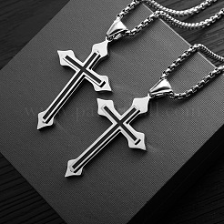 Halsketten mit Anhänger aus schwarzer Emaille und Kreuz&nbsp;FS-WGF2765-01