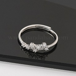 Costellazioni rodiato placcato 925 sterling silver micro pavé zirconia cubica trasparente anelli regolabili per le donne&nbsp;RJEW-P130-01P-E