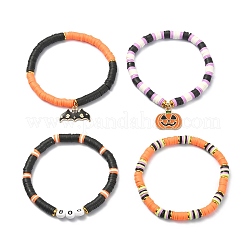 4 Stück 4 Stil Fimo Heishi Surfer Stretch Armbänder Set&nbsp;BJEW-TA00276