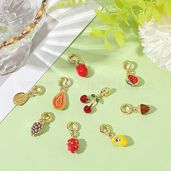 9 Stück 9 Stile Messing Emaille Obst europäischen Baumeln Charms&nbsp;OPDL-BBC0001-04G