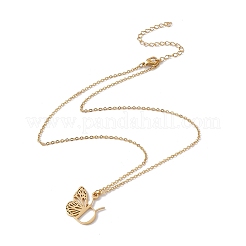 Lettre initiale avec collier pendentif papillon&nbsp;LS-NJEW-C026-01G-D