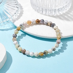 Bracelets extensibles en perles rondes en opale africaine naturelle&nbsp;BJEW-JB09917-01