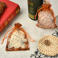 Organza-Kordelzugbeutel mit Halloween-Motiv und Spinnenmotiv&nbsp;ABAG-WH20021-006C