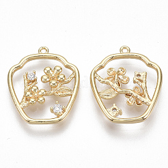 Pendentifs en laiton zircon cubique transparent&nbsp;KK-S356-031G-NF