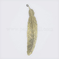 Brass Bookmark, Antique Bronze Nickel Free, Leaf, about 23mm wide, 114mm long, hole: 2mm