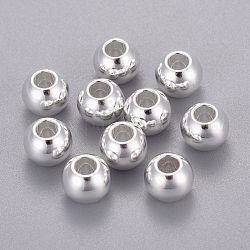 201 perline in acciaio inossidabile, tondo, argento, 8x6.5mm, Foro: 3 mm