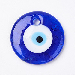 Подвески с наручным глазом ручной работы, плоско-круглые, синие, 59x8 мм, отверстие : 6 мм