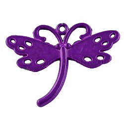 Lovely Dragonfly Pendants, Spray Painted Alloy Pendants, Cadmium Free & Lead Free, Purple, 27x36x2mm, Hole: 2mm