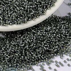 Miyuki runde Rocailles Perlen, japanische Saatperlen, (rr21) silverlined grau, 15/0, 1.5 mm, Bohrung: 0.7 mm, über 5555pcs / Flasche, 10 g / Flasche