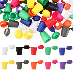Chgcraft 80 Uds 10 colores extremos de cable de tapón de campana desmontable de plástico, con tapa de cierre, Para accesorios con cordón de mochila, color mezclado, 18x12mm, agujero: 4.5 mm, 8 piezas / color