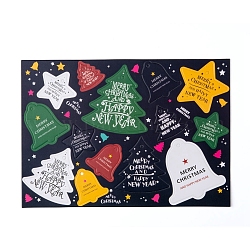 Hoja de etiquetas colgantes de navidad, etiquetas de regalo colgantes de navidad, para la fiesta de navidad para hornear regalos, formas mixtas, colorido, 25.5x18 cm
