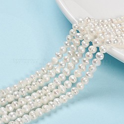 Grade A Natural Cultured Freshwater Pearl Beads Strands, Polished, Potato, Natural Color, White, about 4~5mm in diameter, hole: 0.8mm, 14.1 inch/strand, about 80pcs/strand