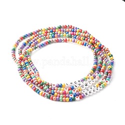 Perlenarmbänder für Kinder, runde Armbänder aus Naturholzperlen, mit Acrylperlen und 202 Edelstahlperlen, Mischfarbe, 16-7/8 Zoll (43 cm)