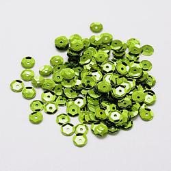 Kunststoffperlen pailletten, halbschalenförmigen Pailletten Perlen, Mittelloch, Rasen grün, 5x0.5 mm, Bohrung: 1 mm