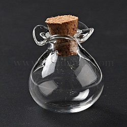 Adorno de botellas de corcho de vidrio con forma de bolsa de la suerte, vaso vacío deseando botellas, viales de diy para decoraciones colgantes, Claro, 2.5 cm