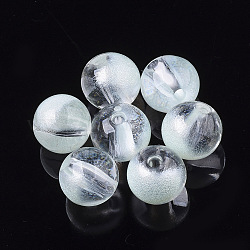 Perles en acrylique transparente, de style peint à la bombe , ronde, cyan clair, 10x9mm, Trou: 2mm, environ 940 pcs/500 g
