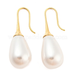 Boucles d'oreilles pendantes en forme de larme avec perles en plastique, Boucles d'oreilles en 304 acier inoxydable, véritable 14k plaqué or, 40x13mm