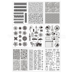 Globleland 9 лист 9 стиля ПВХ пластиковые марки, для diy scrapbooking, фотоальбом декоративный, изготовление карт, штампы, Смешанные узоры, 16x11x0.3 см, 1 лист / стиль