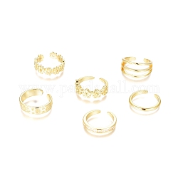 Anillos de puntera de latón, anillos apilables, con circonita, estilo mezclado, dorado, tamaño de EE. UU. 2~3 (13.2~14 mm), 6 piezas / juego