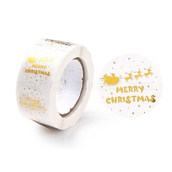 クリスマスをテーマにしたフラットラウンドロールステッカー  粘着紙ギフトタグステッカー  パーティーのために  装飾的なプレゼント  メリークリスマス  クリスマステーマの模様  25x0.1mm  500PCS /ロールについて