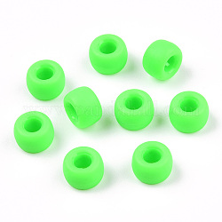 Непрозрачные пластиковые бусины, матовые, баррель, желто-зеленые, 9x6 мм, отверстие : 3.8 мм, Около 1900 шт / 500 г