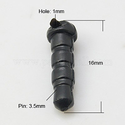 Tapones a prueba de polvo móvil de plástico, negro, 16mm, pin: 3.5 mm, agujero: 1 mm