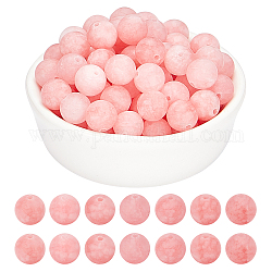Natürliche weiße Jadeperlenstränge von arricraft, gefärbt, matt, Runde, rosa, 8~9 mm, Bohrung: 1 mm, ca. 46~48 Stk. / Strang, 14.9 Zoll, 2 Stränge / box