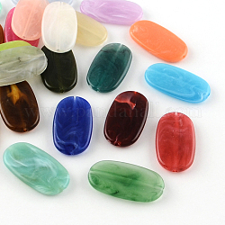 Abalorios de acrílico oval de piedras preciosas de imitación, color mezclado, 29x16x4mm, agujero: 1.5 mm, aproximamente 390 unidades / 500 g