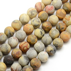 Frosted Natural Crazy Agate Round Bead Strands, Crazy Agate, 10mm, Hole: 1mm, about 37~39pcs/strand, 14.9~15.6 inch