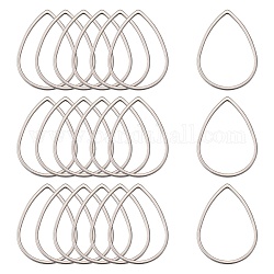 304 anelli di collegamento in acciaio inox, lacrima, colore acciaio inossidabile, 32x22x1mm, misura interiore: 29.5x20 mm