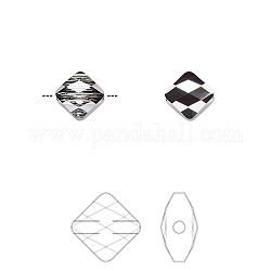 Perles de cristal autrichien, 5054, passions de cristal, mini-losange facettes, 001 nuit argent sini_crystal, 8x8mm, Trou: 1mm