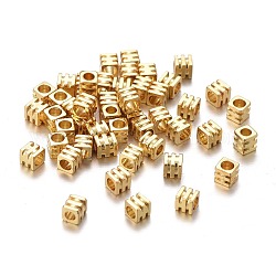 Spacer бисер латунные, долговечный, рифленый куб, золотые, 2.5x2.5x2.5 мм, отверстие : 1.6 мм