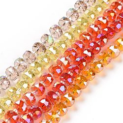 Trasparenti perle di vetro placca fili, ab colore placcato, sfaccettato, rondelle, colore misto, 7.5x5mm, Foro: 1.4 mm, circa 80pcs/filo, 22.83'' (58 cm)