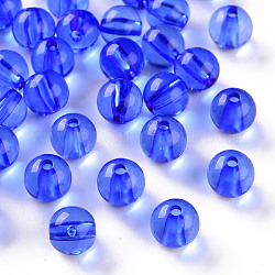 Perline acrilico trasparente, tondo, blu royal, 10x9mm, Foro: 2 mm, circa 940pcs/500g
