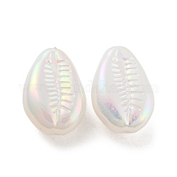 Perle d'imitation en plastique abs, irisation, forme coquille, blanc, 18x13x8.5mm, Trou: 1.5mm