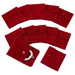 Nbeads 12 Stück Samt-Schmuckbeutel mit Druckknopf, 2.75x2.75 Datumsbeutel aus rotem Samt zur Schmuckaufbewahrung, luxuriöser Geschenkbeutel für Süßigkeiten-Geschenke und Schmuck-Halsketten-Armband-Verpackung