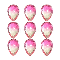 Cabujones de cristal con rhinestone, turmalina de imitación, facetados, lágrima, rosa luz, 14x10x6mm, 24 unidades / caja