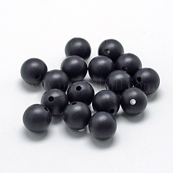 Food Grade Eco-Friendly Silicone Beads, Round, Black, 8~10mm, Hole: 1~2mm