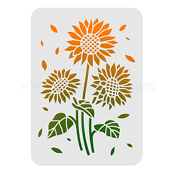 Large Plastic Reusable Drawing Painting Stencils Templates, for Painting on Scrapbook Fabric Tiles Floor Furniture Wood, Rectangle, Sunflower Pattern, 297x210mm