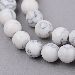 Synthetik Howlith Perlen Stränge, Runde, matt, 4~4.5 mm, Bohrung: 0.8 mm, ca. 96 Stk. / Strang, 15.5 Zoll