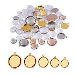 DIY Pendant Making Kits, Including 24Pcs 304 Stainless Steel Pendant Cabochon Settings and 50Pcs Transparent Glass Cabochons, Mixed Color, 15x12x2mm, Hole: 2mm
