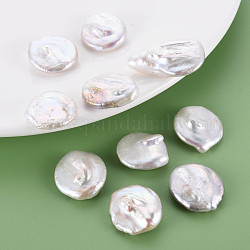 Perlas de perlas naturales keshi, perla cultivada de agua dulce, sin agujero / sin perforar, plano y redondo, color de concha, 20~32x19~21x5~10mm