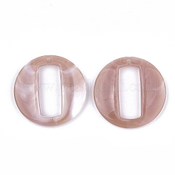 Acrylic Pendants, Imitation Gemstone Style, Flat Round, Rosy Brown, 39x39.5x7mm, Hole: 1.5mm, about 112pcs/500g